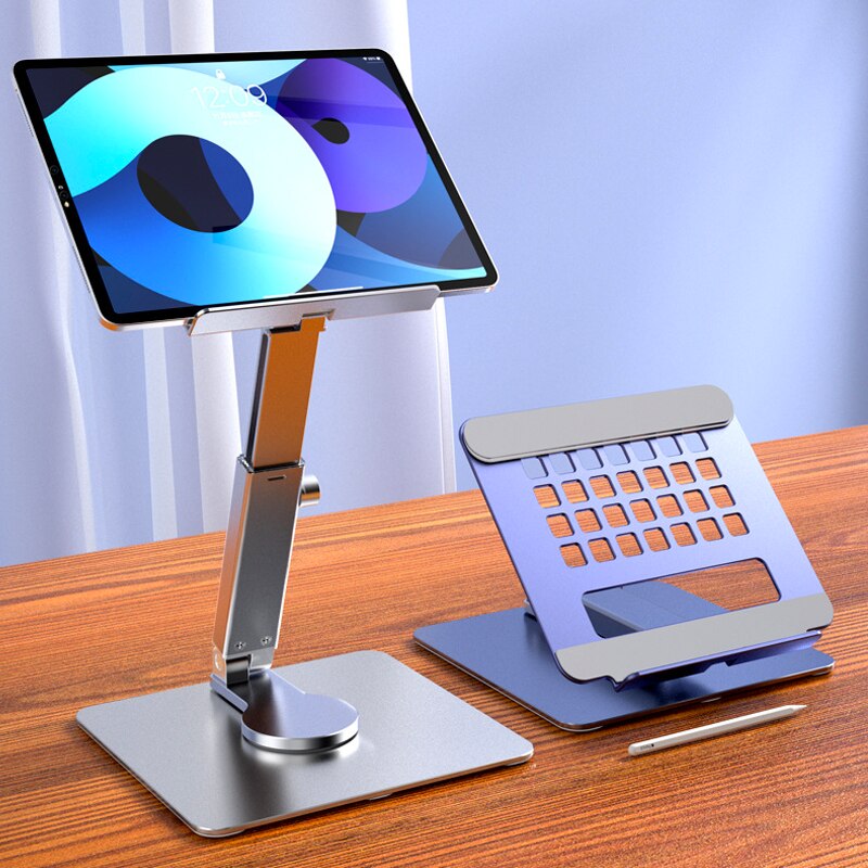 Desk Setup Riser - ขาตั้งแท็บเล็ตอลูมิเนียมแบบพับได้360ปรับได้ที่ตั้งแท็บเล็ตสำหรับ iPad Pro Air 4 MINI