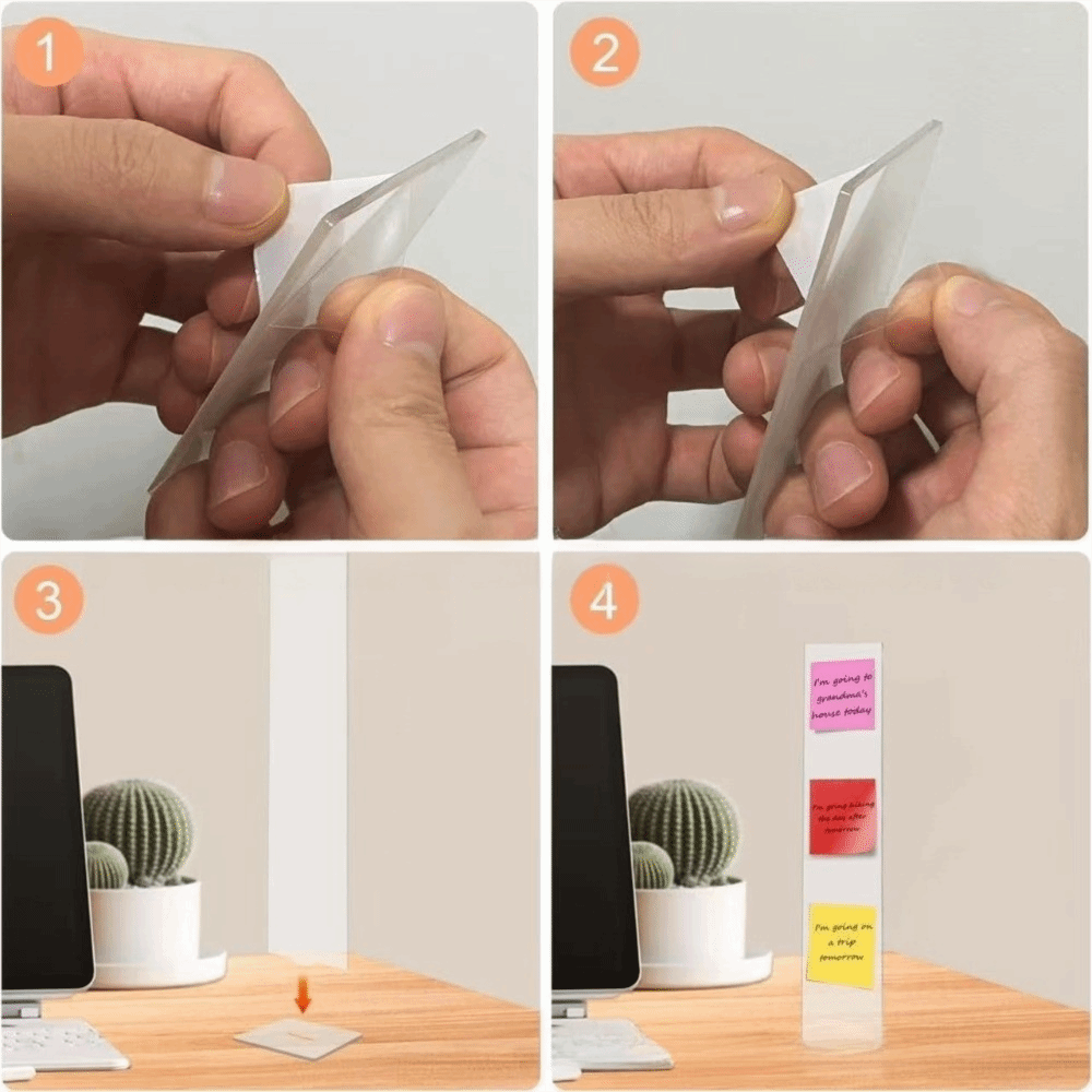 Sticky Memo Holder - กระดานข้อความอะคริลิกแบบถอดได้ ที่วางโน้ตแบบใส ตั้งโต๊ะ แสดงโน้ตในแนวตั้ง อุปกรณ์จัดระเบียบสำหรับบ้านและสำนักงาน