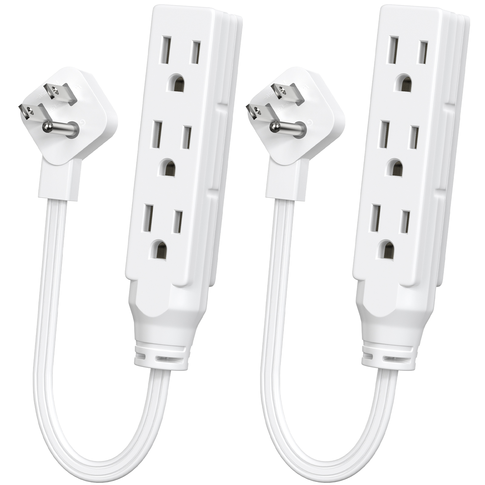 Power Strip Flat - ปลั๊กไฟแบบแบน 2 ชิ้น 3 ช่อง, สายต่อไฟกำลังสูง
