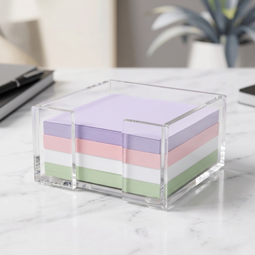 Sticky Memo Holder - ที่ใส่กระดาษโน้ตแบบใสอเนกประสงค์ ที่ใส่สมุดโน้ตแบบใส ที่จัดระเบียบโต๊ะทำงาน ที่ใส่กระดาษโน้ตแบบพกพา