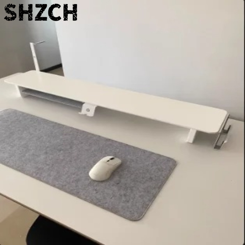 Desk Setup Riser - ‌ ZORKMOU Z3 ขาตั้งจอแบบโมดูลาร์ - ชั้นวางของบนโต๊ะสีขาวตามหลักสรีรศาสตร์พร้อมที่จัดเก็บ