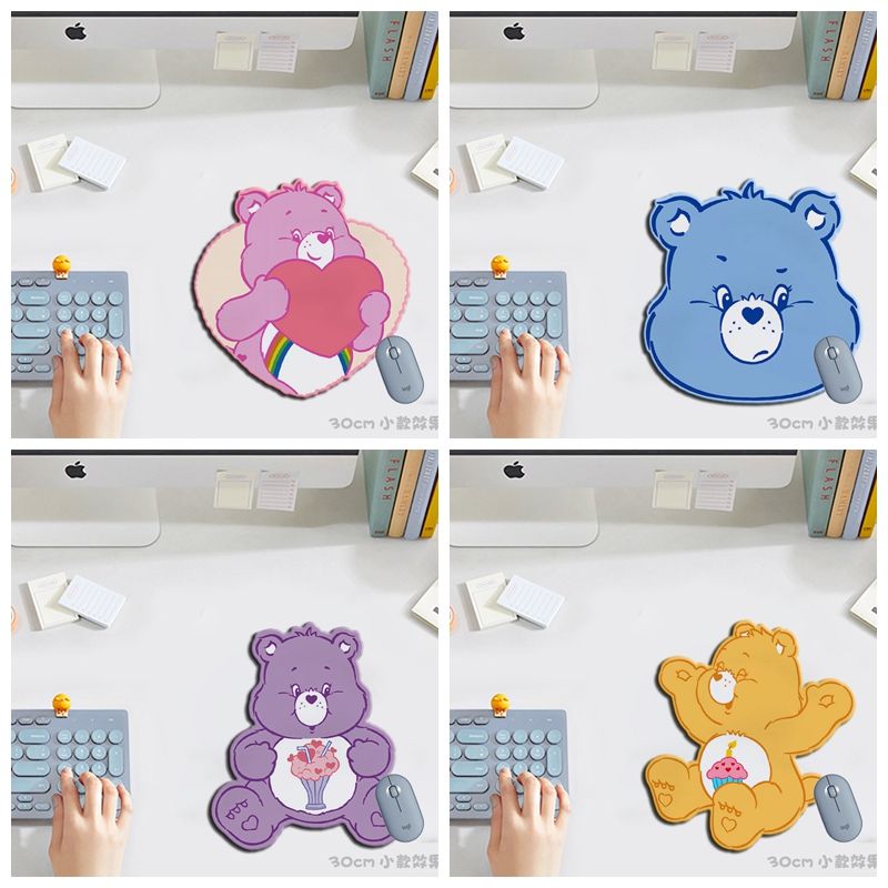 Desk Setup Cute - แคร์แบร์แผ่นรองเมาส์ลายการ์ตูนน่ารัก แผ่นรองโต๊ะแบบพกพาสำหรับแล็ปท็อป