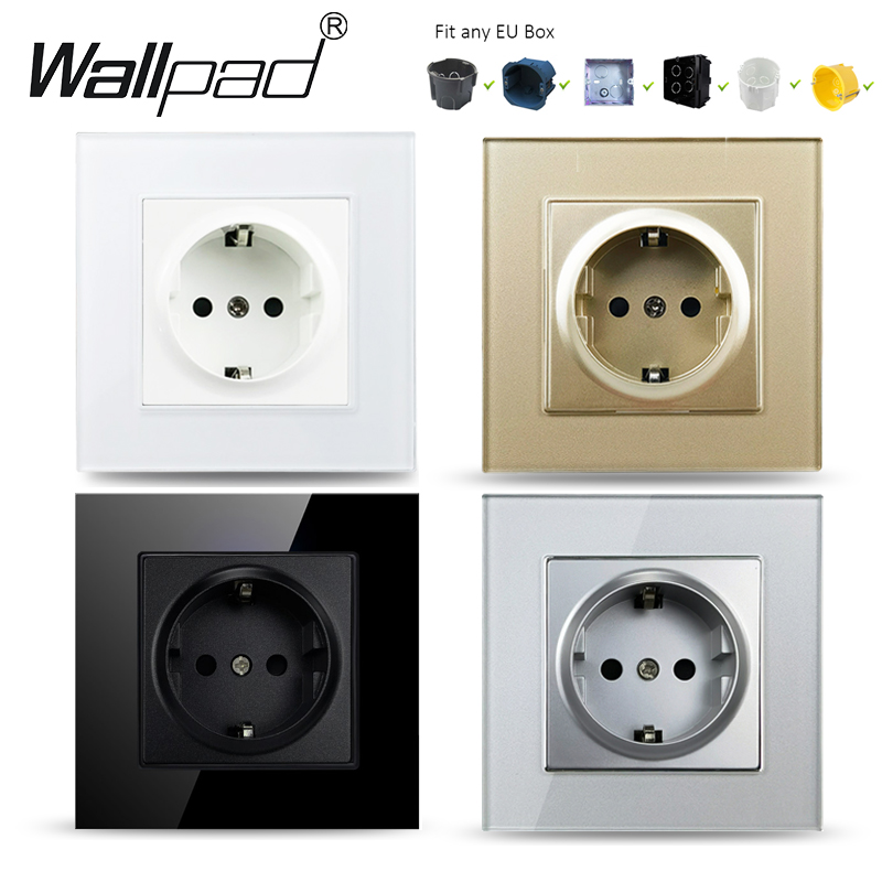 Power Strip Flat - Wallpad 16A EU ซ็อกเก็ตสีขาว/สีดํา/สีเทา/ทองแผงกระจกรัสเซียซ็อกเก็ตไฟฟ้า Power Outlet