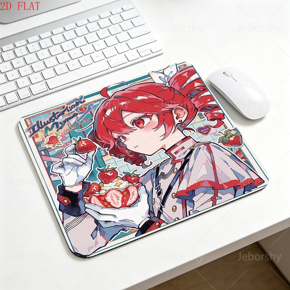 Desk Setup Red - คาซาน ทีโตะ อุตะวะแผ่นรองเมาส์อนิเมะ, แผ่นรองเมาส์ยางกันลื่นผมสีแดงน่ารัก, แผ่นรองโต๊ะเล่นเกมขนาดเล็กสำหรับแล็ปท็อปพีซี
