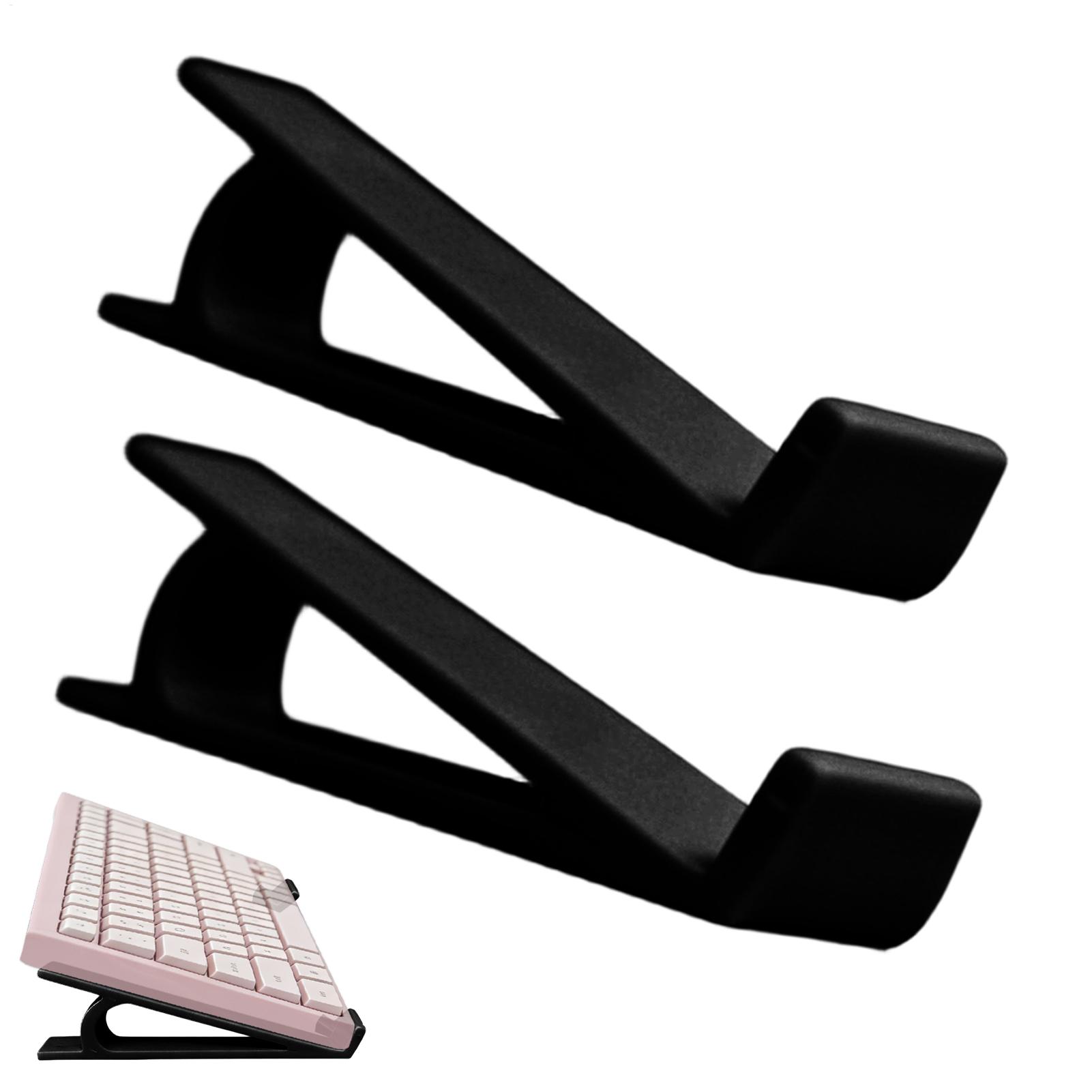 Desk Setup Riser - แผ่นรองคีย์บอร์ดกันลื่นตามหลักสรีรศาสตร์ 2 ชิ้น ขาตั้งคอมพิวเตอร์แบบพกพาสำหรับพิมพ์งานบนโต๊ะ เล่นเกม ใช้ในบ้าน