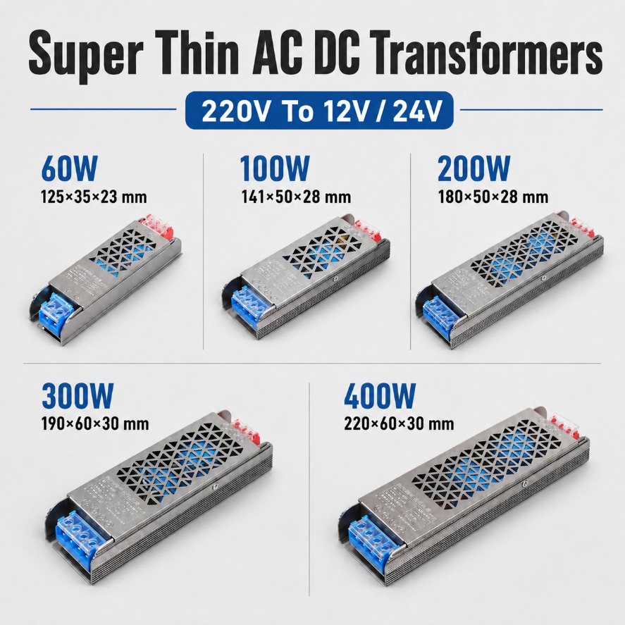 Power Strip Flat - แหล่งจ่ายไฟสวิตชิ่ง LED แบบบางพิเศษ AC220V เป็น DC12V