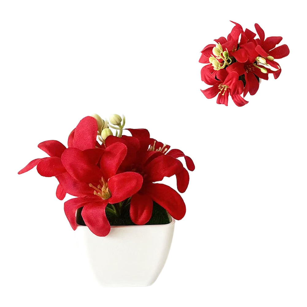 Desk Setup Red - กระถางดอกลิลลี่ประดิษฐ์ขนาดเล็ก สูง 4.3 นิ้ว สำหรับตกแต่งบ้าน สำนักงาน