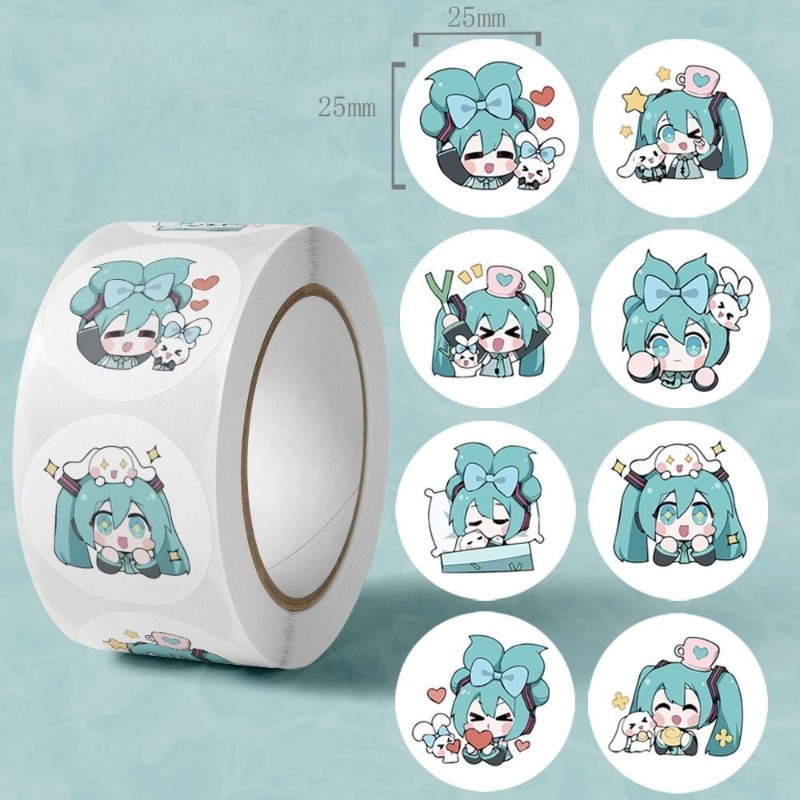 Desk Setup Decor - สติกเกอร์ฮัตสึเนะ มิกุ น่ารักสไตล์ Ins สติกเกอร์การ์ตูนตกแต่งสำหรับสมุดบันทึก ขวดน้ำ