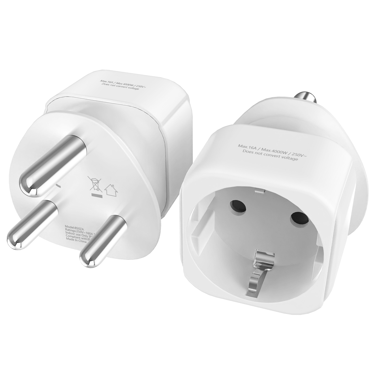 Power Strip Flat - 2 ชิ้นแอฟริกาใต้ Travel Adapter, EU to