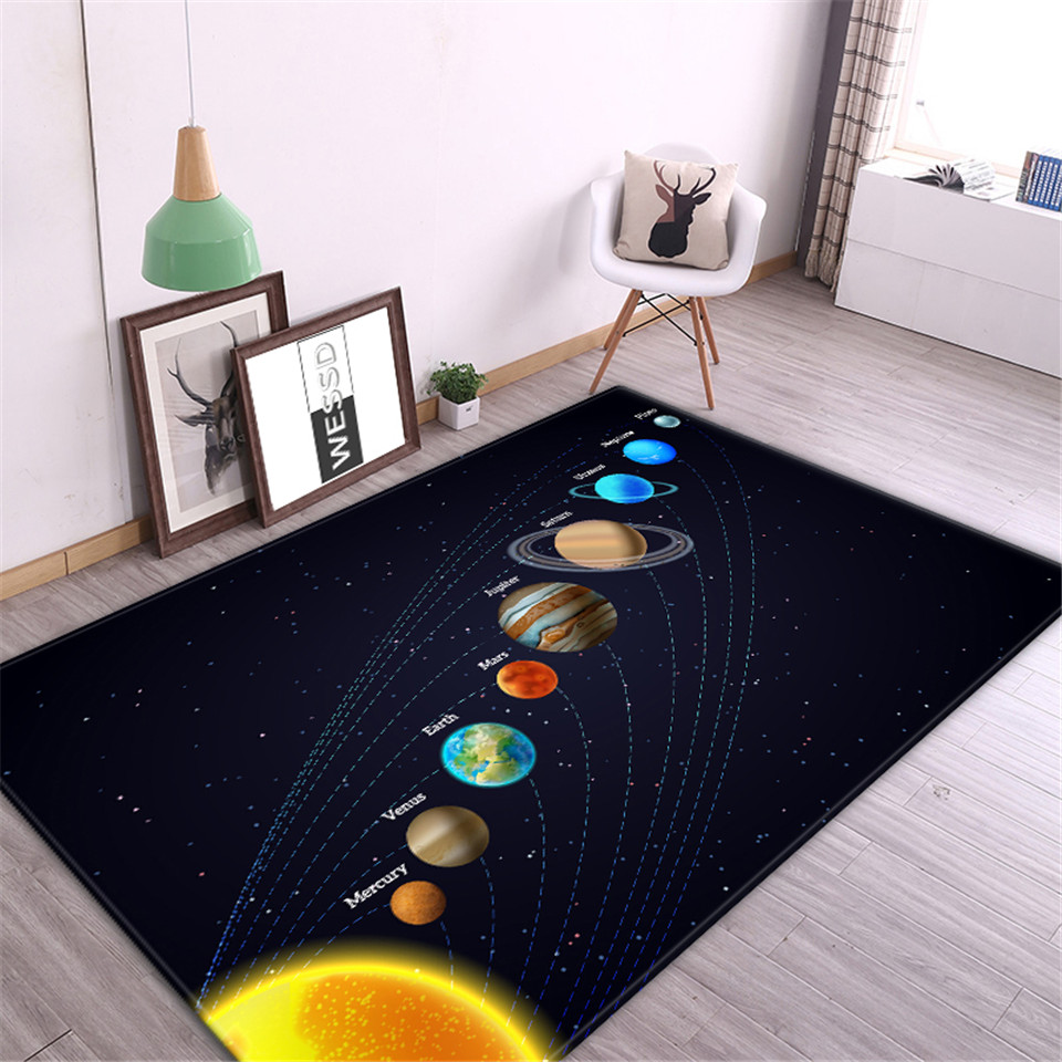 Desk Setup Girly - 3D พลังงานแสงอาทิตย์ระบบเด็กพรม Space Planet พรมสําหรับห้องนอนเด็ก Anti-SLIP