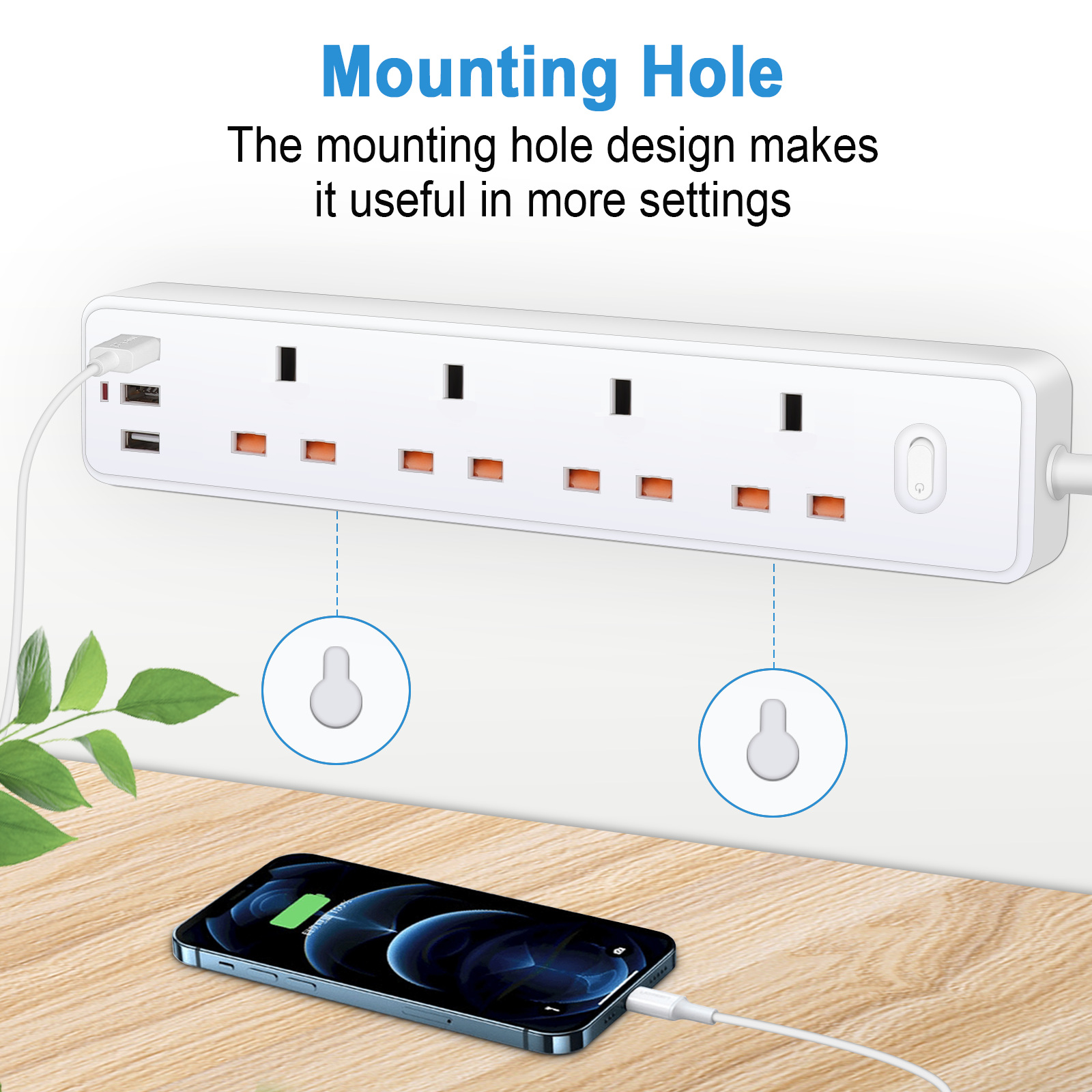 Power Strip ซ็อกเก็ตไฟฟ้า UK ข - Power Strip Flat บทวิจารณ์และราคา