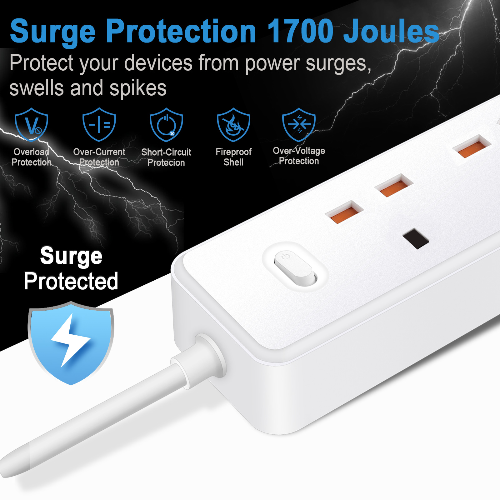 Power Strip ซ็อกเก็ตไฟฟ้า UK ข - Power Strip Flat บทวิจารณ์และราคา