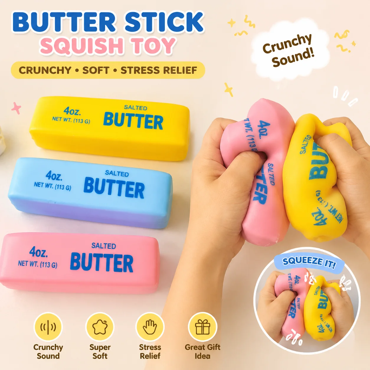 ของเล่นบัตเตอร์สติ๊กนุ่มเหมือน - Desk Setup Decor บทวิจารณ์และราคา