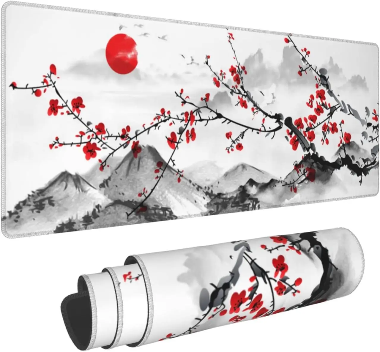 แผ่นรองเมาส์ลายดอกพลัมแบบจีน,  - Desk Setup Red บทวิจารณ์และราคา