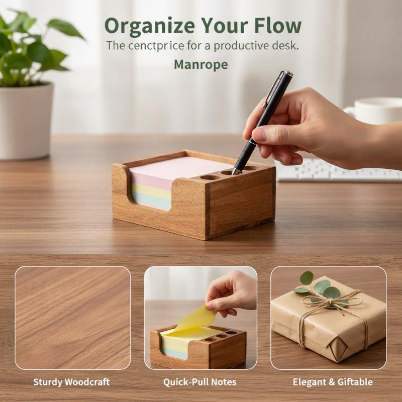 ที่จัดระเบียบโต๊ะทำงานไม้แบบมิ - Sticky Memo Holder บทวิจารณ์และราคา